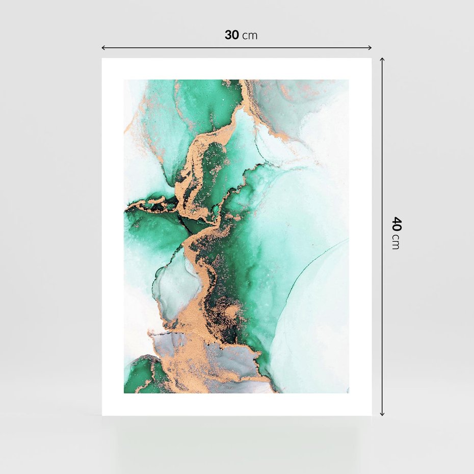 Plakat bez ramy 30x40 - Marmur, Zieleń i Złoto - marmur, zieleń i złoto
