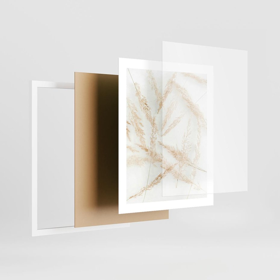 Plakat w ramie 40x50 - Pampas w Stylu Boho: Kompozycja Natury - suche trawy, pampas - rama biała