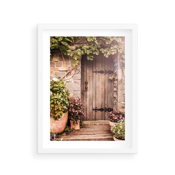 Plakat w ramie 50x70 - Stare drzwi pełne historii - drzwi, stare - rama biała