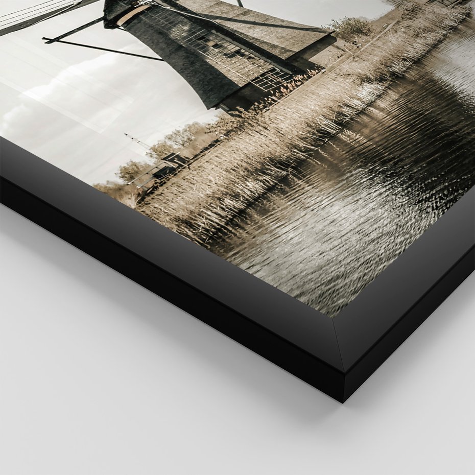 Zestaw obrazy w ramie 50x70 galeria - Wiatraki, domki, pola, łąki - rama czarna