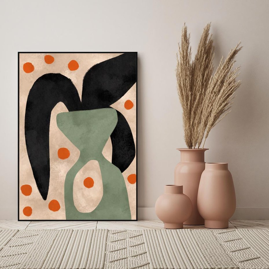 Obraz w ramie 70x100 - Impresje Boho - abstrakcyjny obraz, plakat - rama czarna