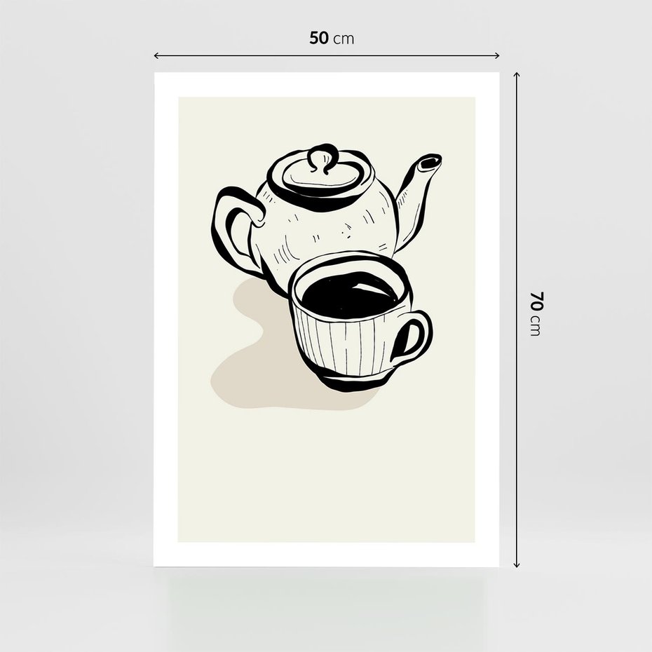 Plakat bez ramy 50x70 - Kawa w Minimalistycznym Szkicu - grafika, szkic
