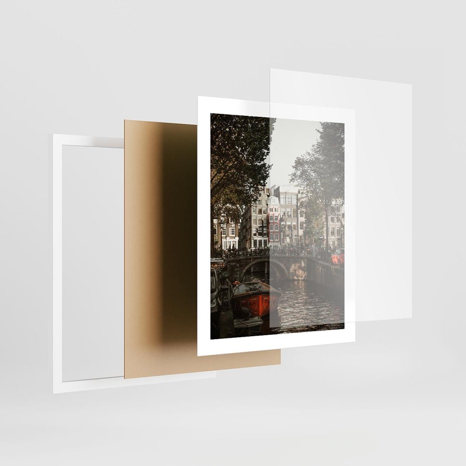 Plakat w ramie 40x50 - Jesienne Uroki Holandii: Kanały i Most - Holandia, kanały - rama biała