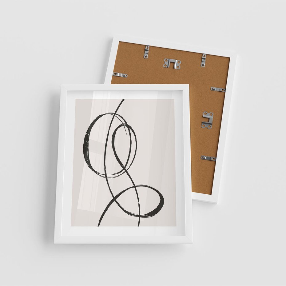 Plakat w ramie 40x50 - Zaklęte Linie - abstrakcyjne szkicowane linie, minimalizm - rama biała