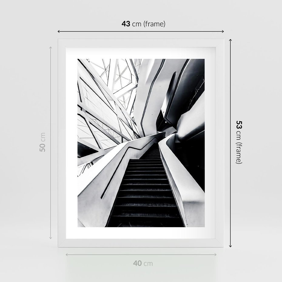 Plakat w ramie 40x50 - Współczesne Kształty - architektura, nowoczesne formy - rama biała