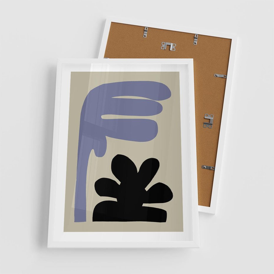 Plakat w ramie 50x70 - Abstrakcyjne Interakcje Form - minimalizm, boho plakat - rama biała