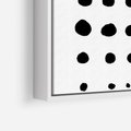 Obraz w ramie 80x80 - Refleksje Światła - minimalistyczna kompozycja, czarne kropkina białym tle - rama biała