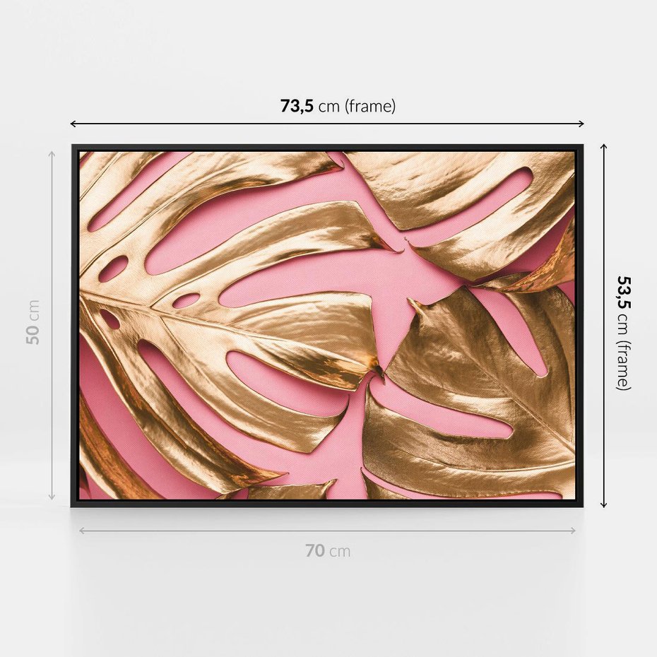 Obraz w ramie 70x50 - Przyjemność w Naturze - złote, liście - rama czarna