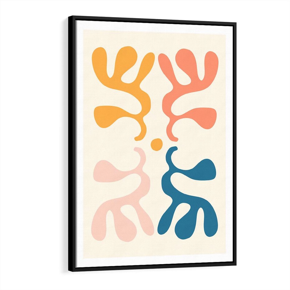 Obraz w ramie 50x70 - Migotliwe Akwarelowe Kontury - absrakcyjne dziwne formy, nowoczesny plakat - rama czarna