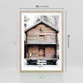 Plakat w ramie 50x70 - Śnieżny Ustronny Raj - domek w górach, śnieg - rama drewno