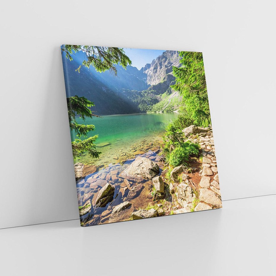 Obraz na płótnie 70x70 - Mistyczna Przyroda - góry, jezioro