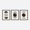 Zestaw obrazy w ramie 40x50 galeria - Geometryczne, grafiki, czarno, biały - rama czarna