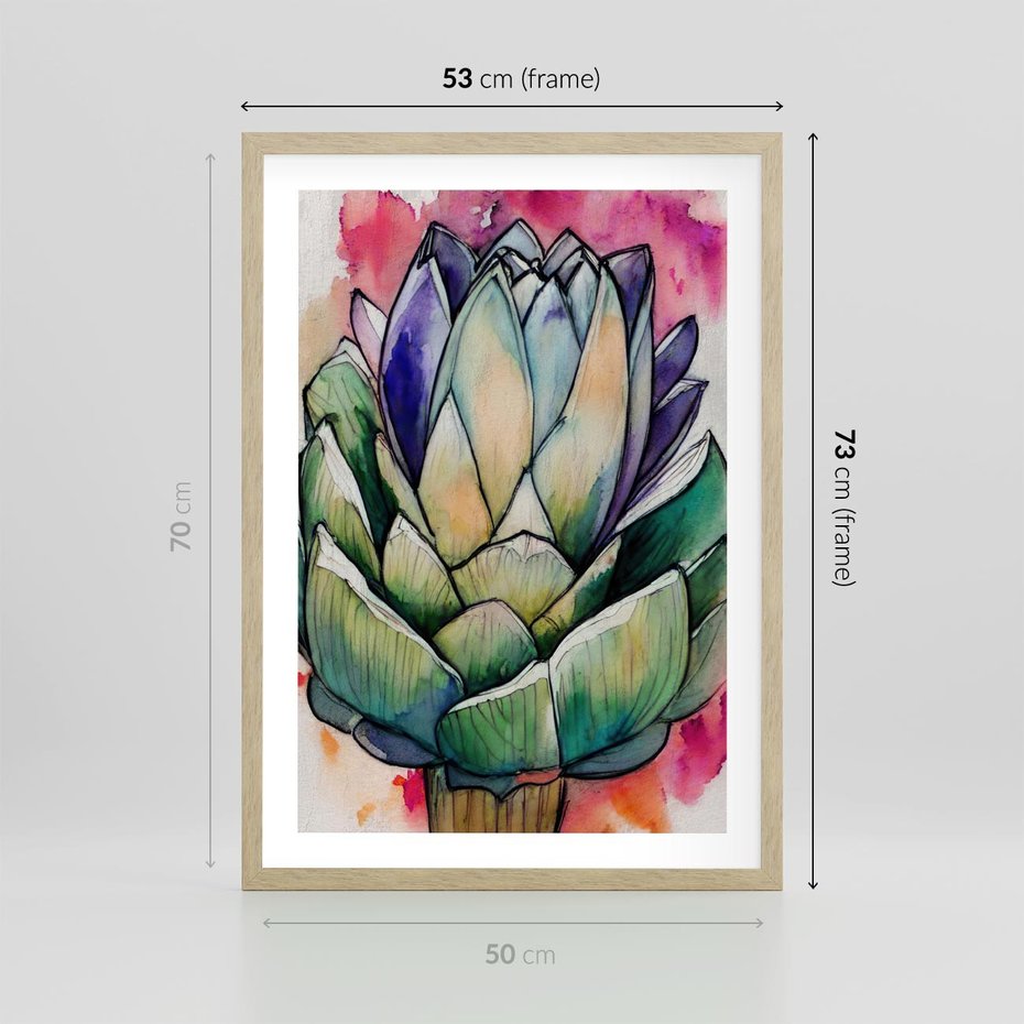 Plakat w ramie 50x70 - Estetyczna Roślina - abstrakcja, akwarela - rama drewno
