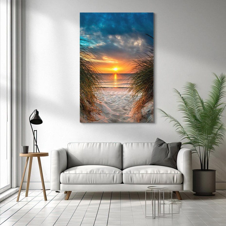 Obraz na płótnie 80x120 - Magia zachodu słońca na plaży - zachód, słońca