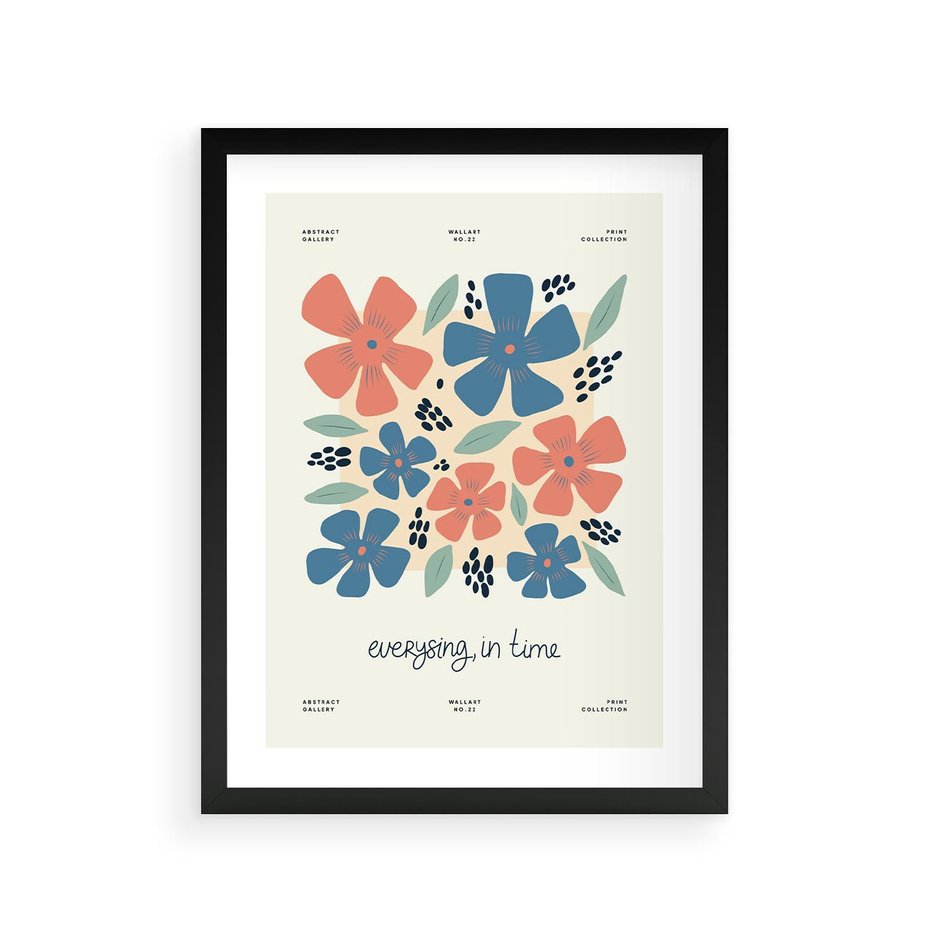 Plakat w ramie 30x40 - Kształtując Marzenia - kwiaty, nowoczesna abstrakcja - rama czarna