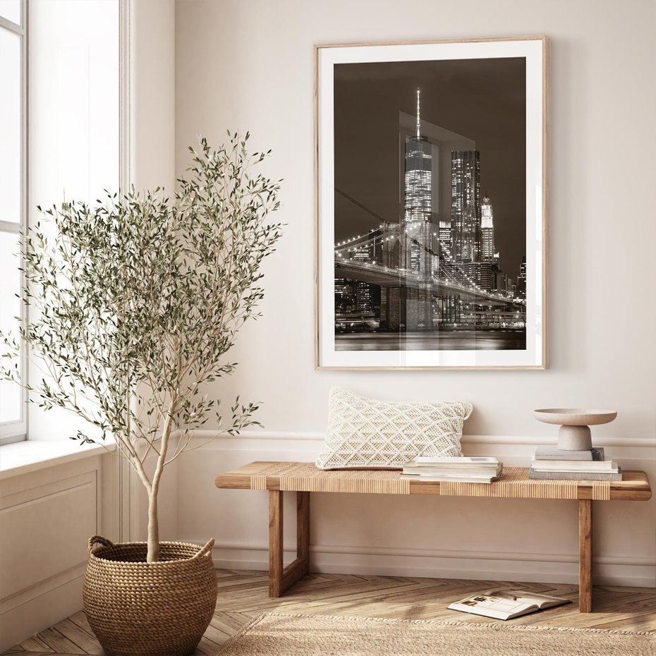 Plakat w ramie 50x70 - Magia miasta nocą - miasto, noc - rama drewno