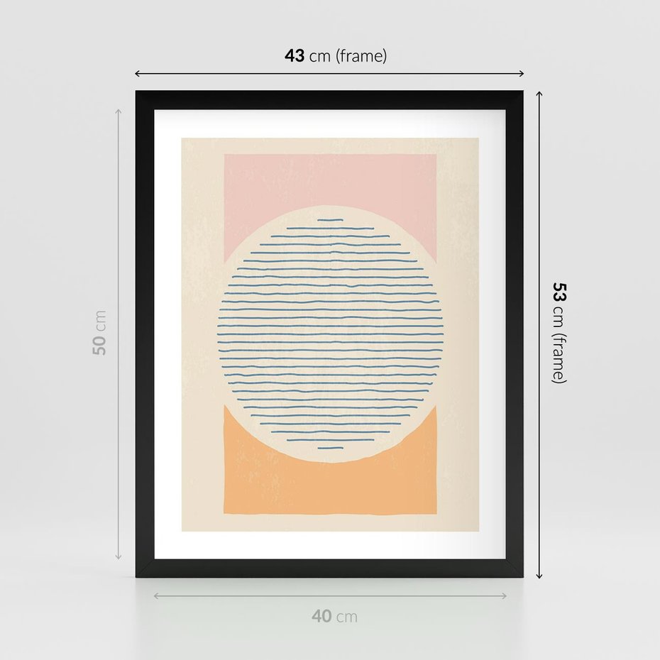 Plakat w ramie 40x50 - Rozbijająca Opowieść - geometryczne kształty, koła - rama czarna