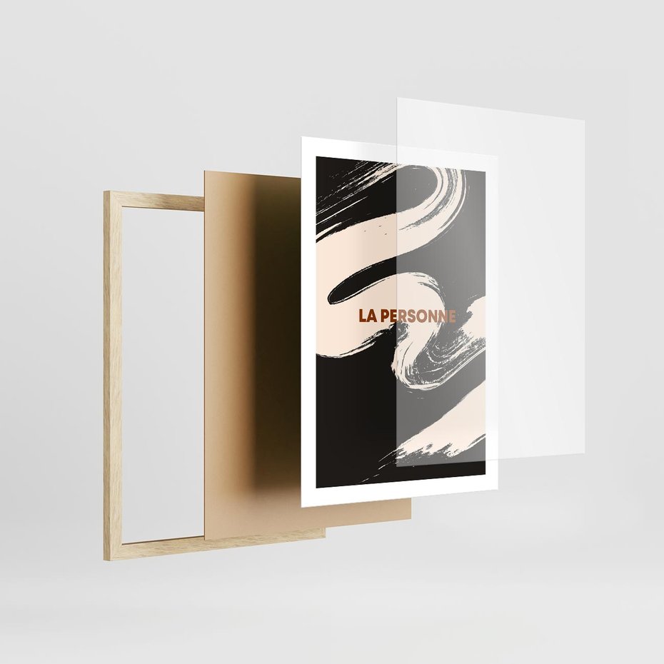 Plakat w ramie 50x70 - Ciemna Abstrakcja - abstrakcja w ciemnych kolorach, czarny - rama drewno