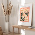 Plakat w ramie 50x70 - Refleksje w roślinnym odbiciu - kwiatowa kompozycja, minimalizm - rama drewno