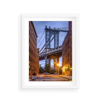 Plakat w ramie 50x70 - Most w mieście - most, miasto - rama biała