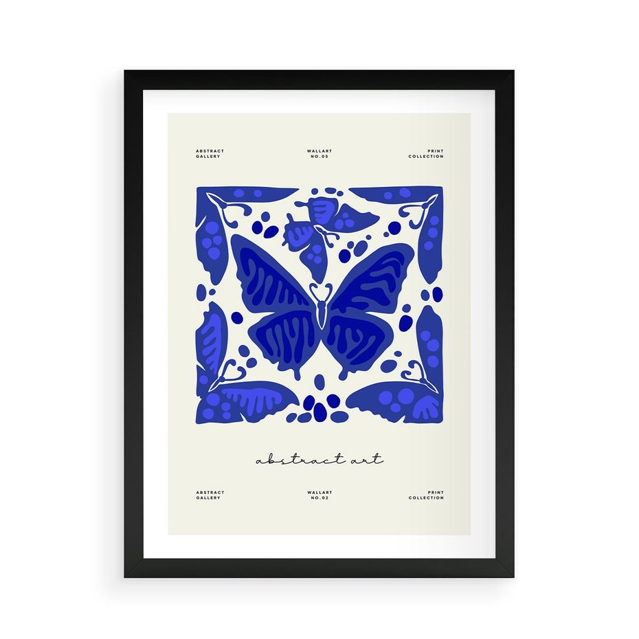 Plakat w ramie 50x70 - Wibracje Wnętrza - nowoczesny plakat, odcienie błękitu - rama czarna