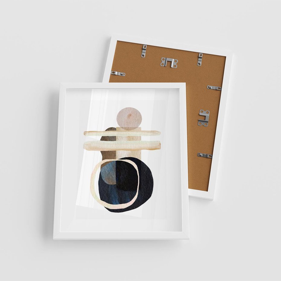 Plakat w ramie 40x50 - Wibracje Natury - abstrakcja, akwarelowe plamy - rama biała