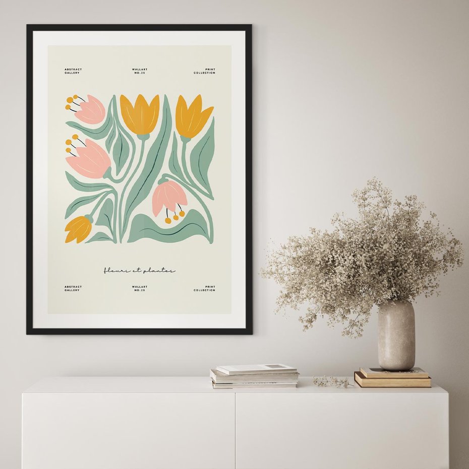 Plakat bez ramy 40x50 - Tajemnicza Aura - kwiaty, nowoczesna abstrakcja