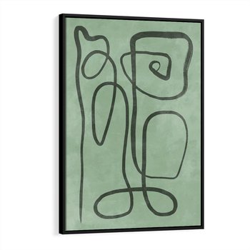 Obraz w ramie 70x100 - Zielone Wariacje w Liniach - abstrakcyjne zielone linie, skandynawski design - rama czarna