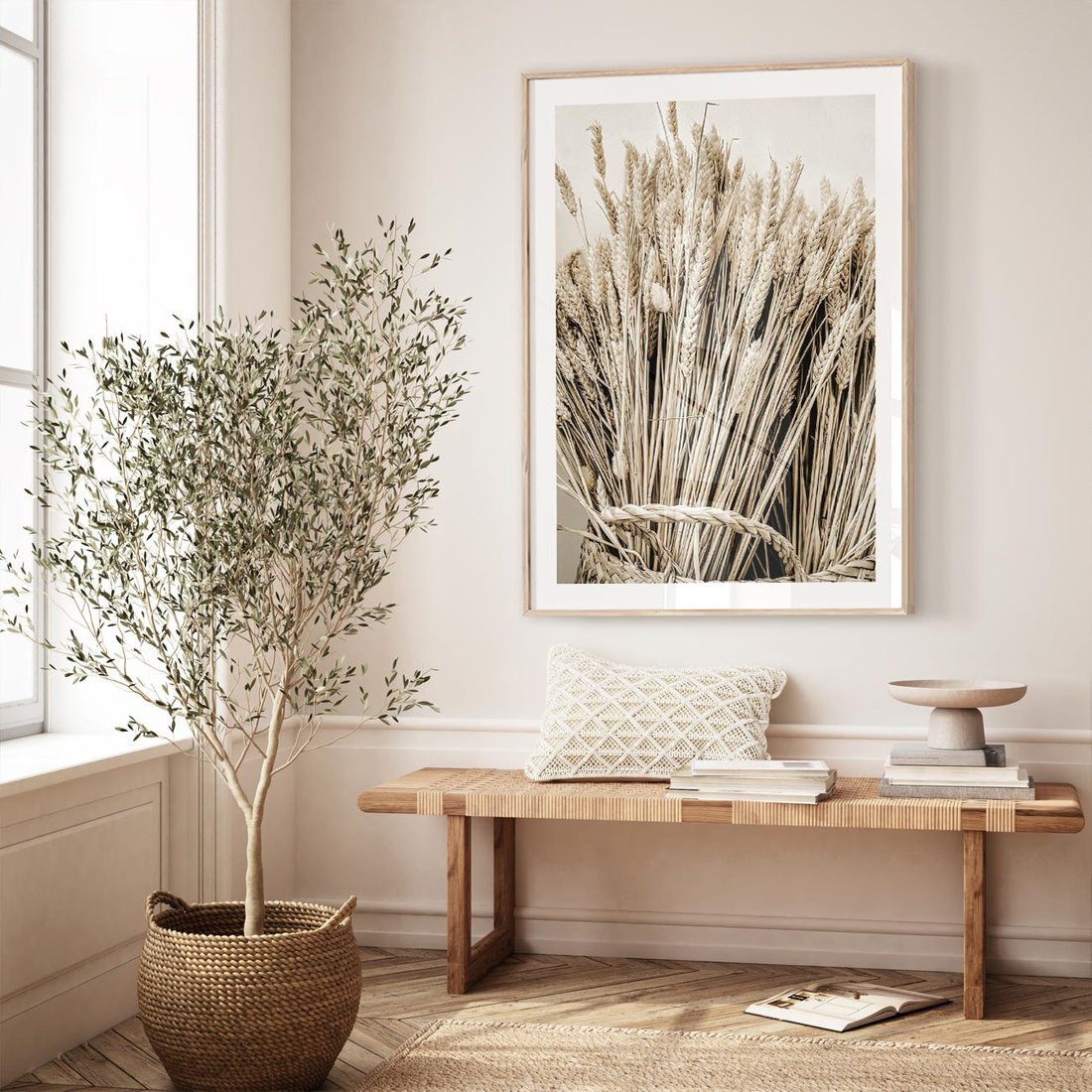 Plakat w ramie 30x40 - Letni Plon - zboże, kłosy zboża - rama drewno