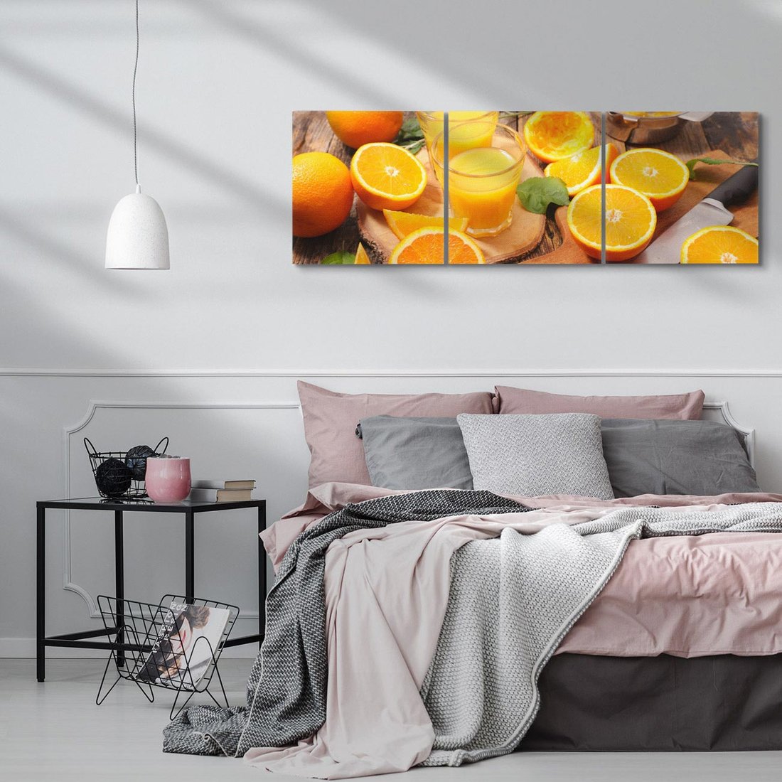 Obraz na płótnie 120x40 - Soczyste pomarańcze i soki - pomarańcze, soki