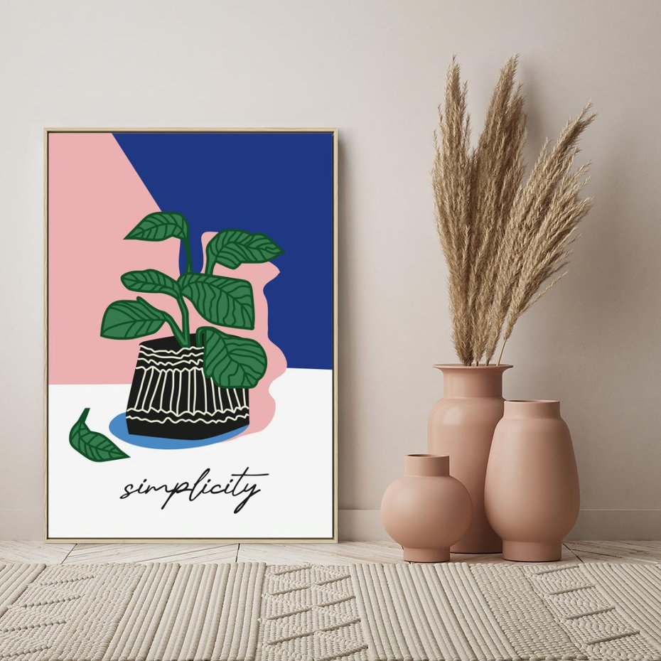 Obraz w ramie 50x70 - Tajemnicze Wibracje - tygrys, kwiaty - rama drewno