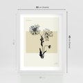 Plakat w ramie 30x40 - Kwiatowe Płótno - kwiaty, typografia - rama biała