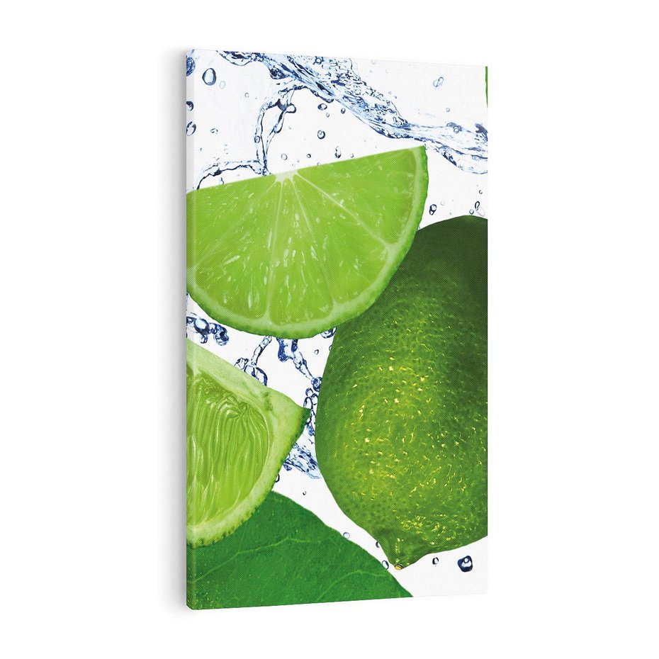 Obraz na płótnie 70x100 - Świeże limonki - limonki, woda