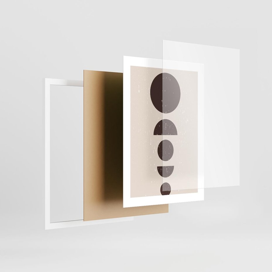 Plakat w ramie 30x40 - Migocące Granice - mid century styl, nowoczesna grafika - rama biała