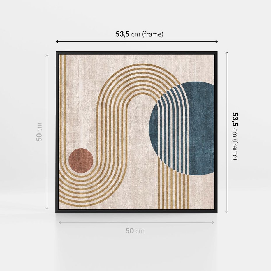 Obraz w ramie 50x50 - Melodia ukrytych snów - retro grafika, styl mid-century - rama czarna