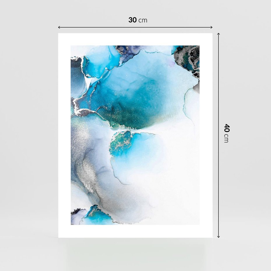 Plakat bez ramy 30x40 - Elegancja Marmuru - marmur, błękit