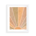 Plakat w ramie 40x50 - Grafika Boho w Odcieniach Pomarańczu - boho słońce, grafika - rama biała