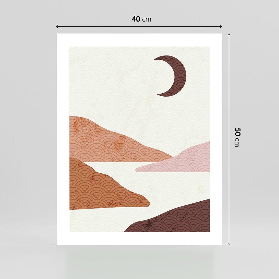 Plakat bez ramy 40x50 - Księżycowa Refleksja - nowoczesna sztuka, góry