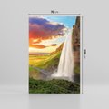 Obraz na płótnie 70x100 - Zachód słońca nad islandzkim wodospadem - Islandia, wodospad