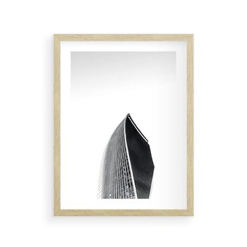 Plakat w ramie 40x50 - Czarno-Biały Wieżowiec - architektura, wieżowiec - rama drewno