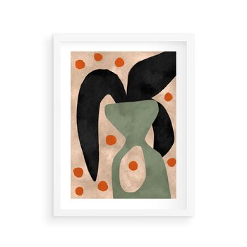 Plakat w ramie 30x40 - Impresje Boho - abstrakcyjny obraz, plakat - rama biała