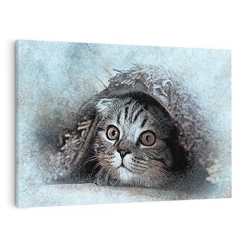 Obraz na płótnie 70x50 - Kot w abstrakcyjnym otoczeniu - kot, sztuka