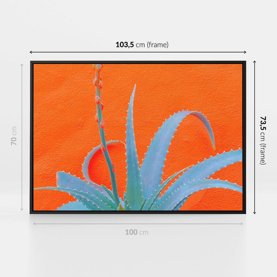 Obraz w ramie 100x70 - Naturalna Harmonia - kaktusy, liście - rama czarna