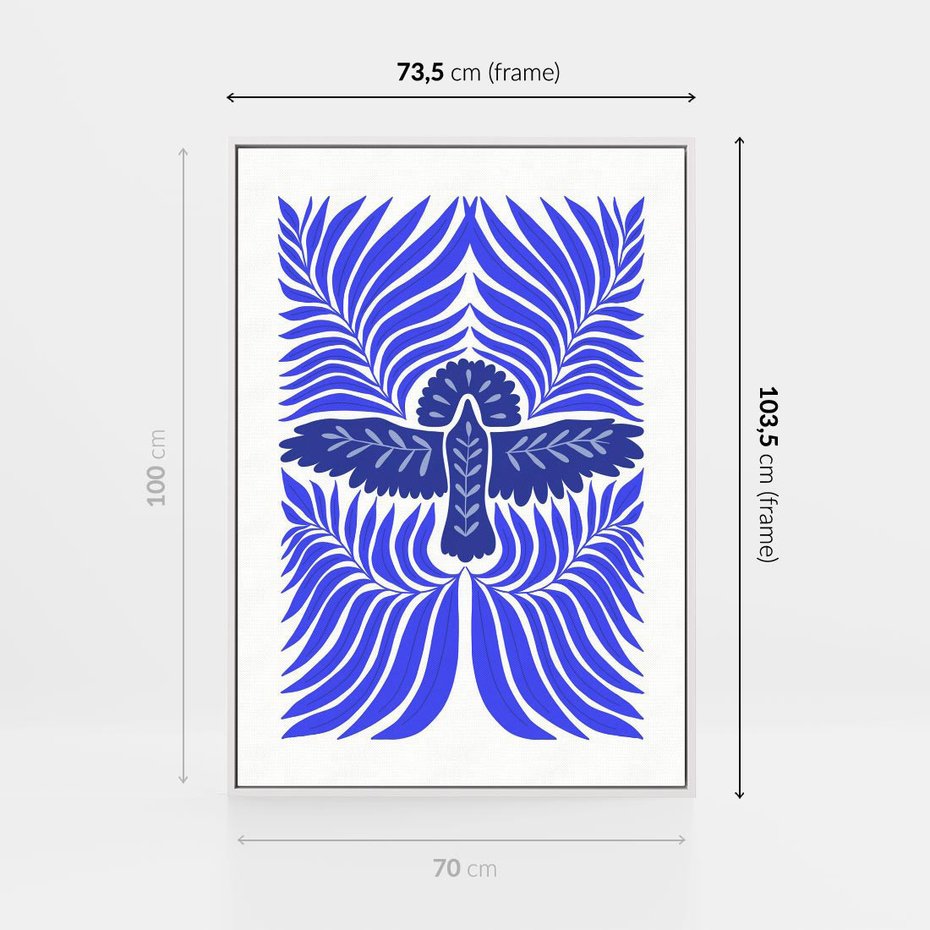 Obraz w ramie 70x100 - Etniczne Rekwizyty - etniczne roślinne wzory, granat - rama biała