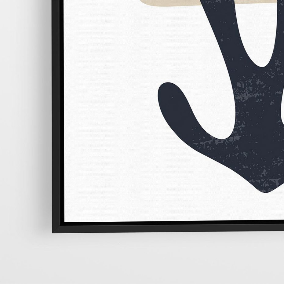 Obraz w ramie 50x50 - Granatowa Odsłona - minimalistyczna nowczesna grafika, styl matisse - rama czarna