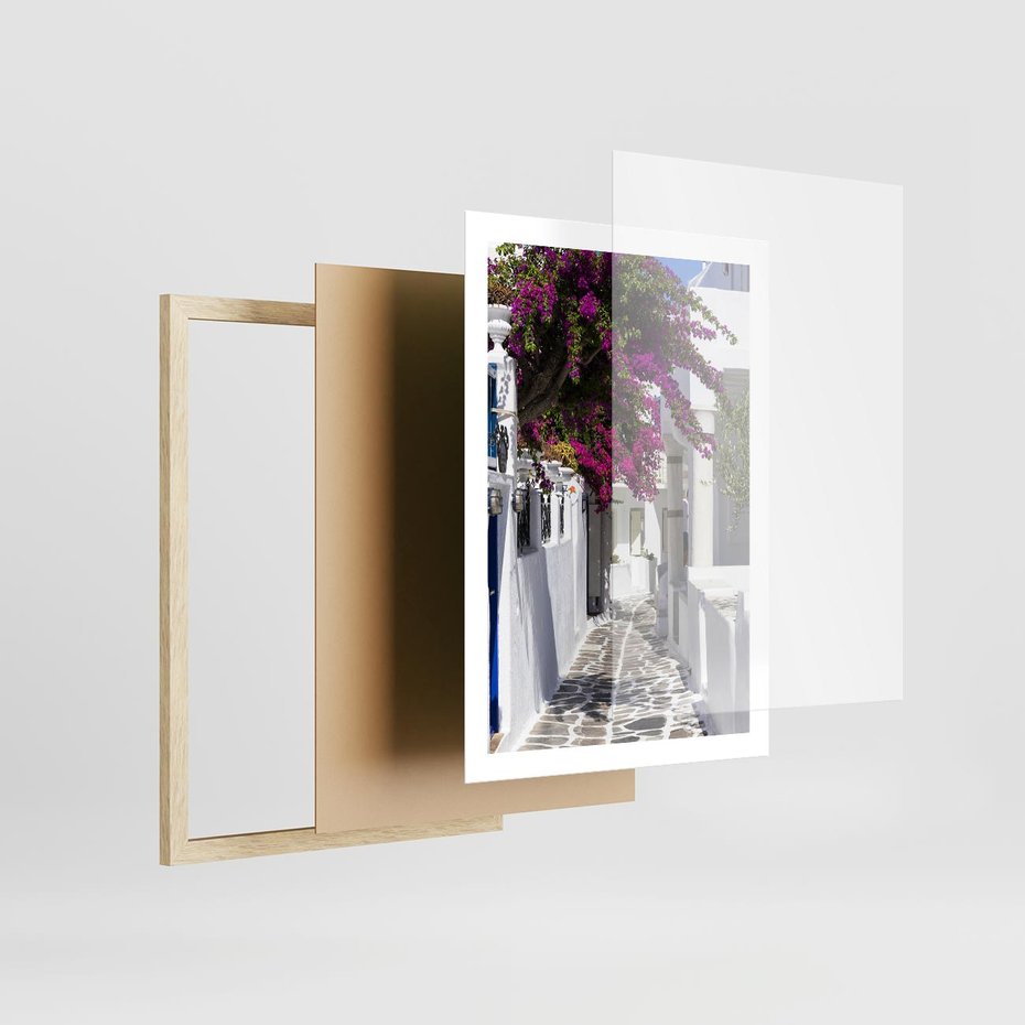 Plakat w ramie 50x70 - Mroczna Tajemnica - uliczka, perspektywa - rama drewno