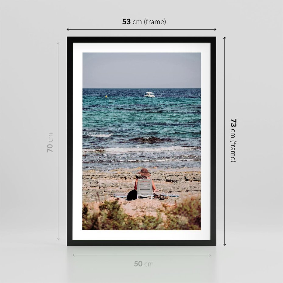 Plakat w ramie 50x70 - Relaks na Plaży - wakacje, plaża - rama czarna