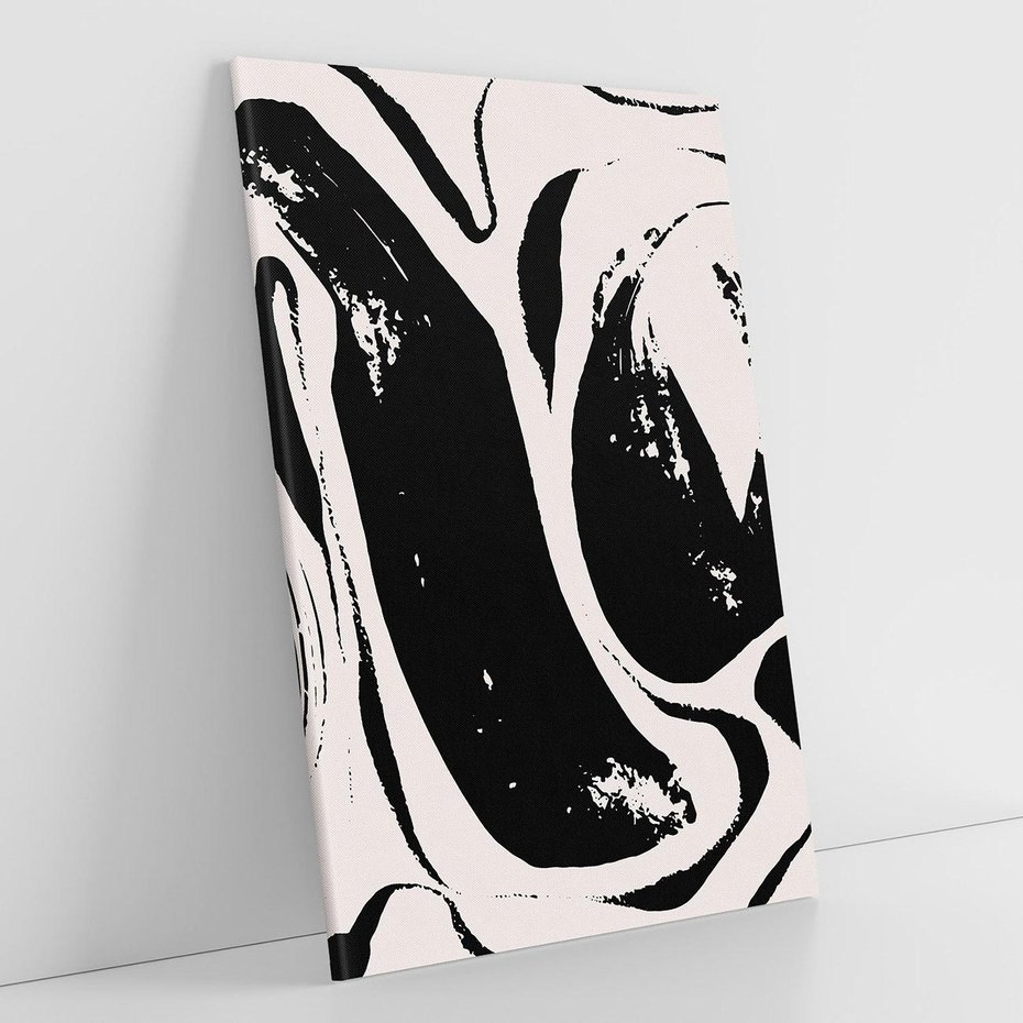 Obraz na płótnie 50x70 - Wibracje w ciemnościach duszy - czarno biała abstrakcja, nieregularne rozmyte linie