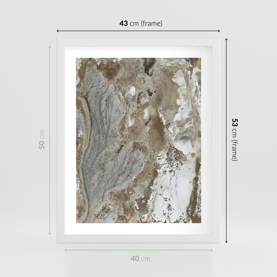 Plakat w ramie 40x50 - Spokój w Beżu - zdjęcie, naturalna tekstura - rama biała