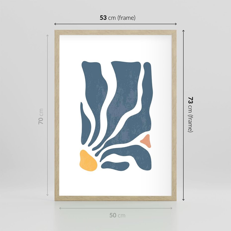 Plakat w ramie 50x70 - Szkice Kwiatowych Promieni - nowoczesna kwiatowa grafika, styl retro - rama drewno